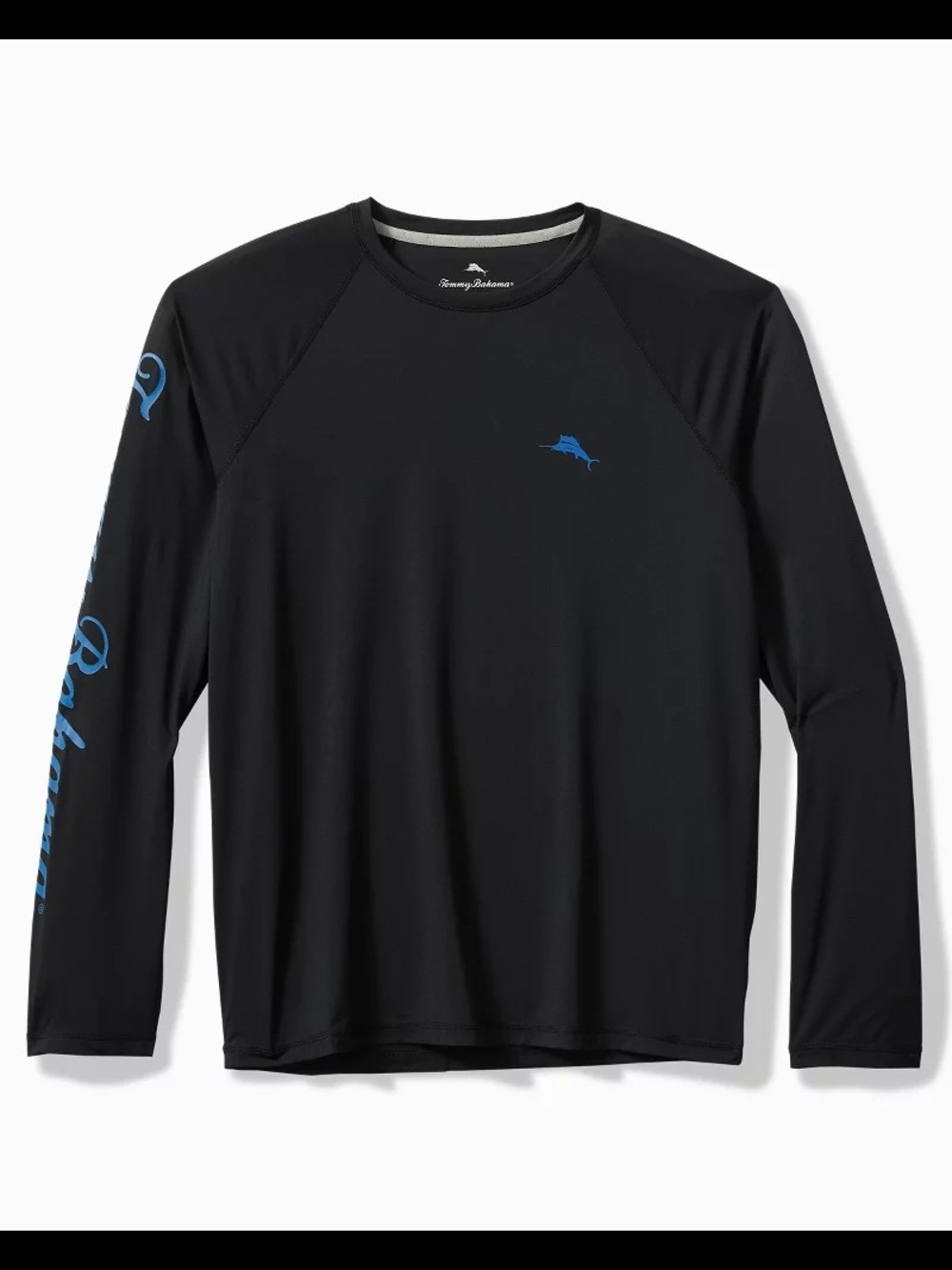 Tommy Bahama Black Long-Sleeve Performance Shirt with Blue Logo